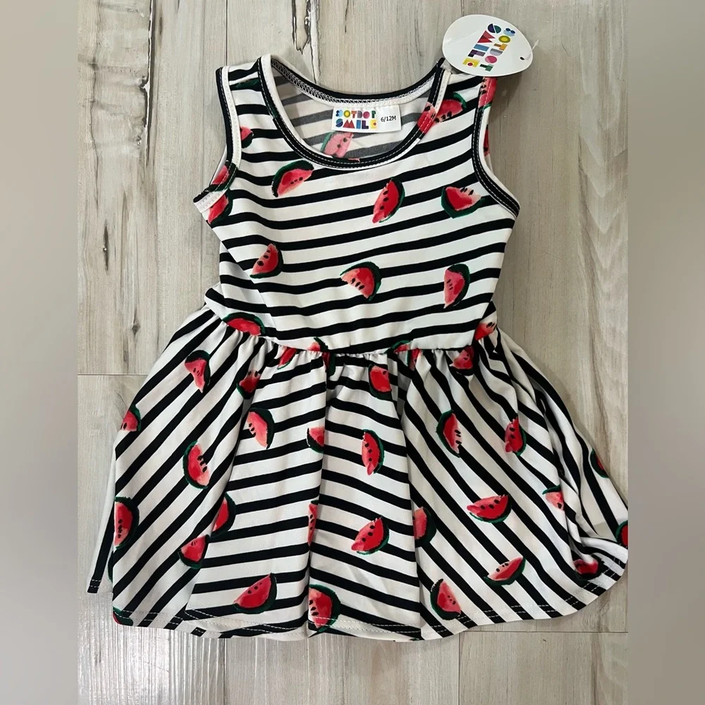New! Water melon striped dress • 6-12 months • Watermelon Striped Kids Dress